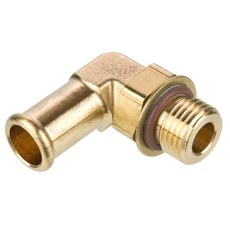 1695HB-12-8 by Parker | Hose Barb Fittings | 3/4" Beaded Hose Barb x 3/4" SAE Thread | 7/8" Hex | 90° Elbow | Brass | Pack of 2