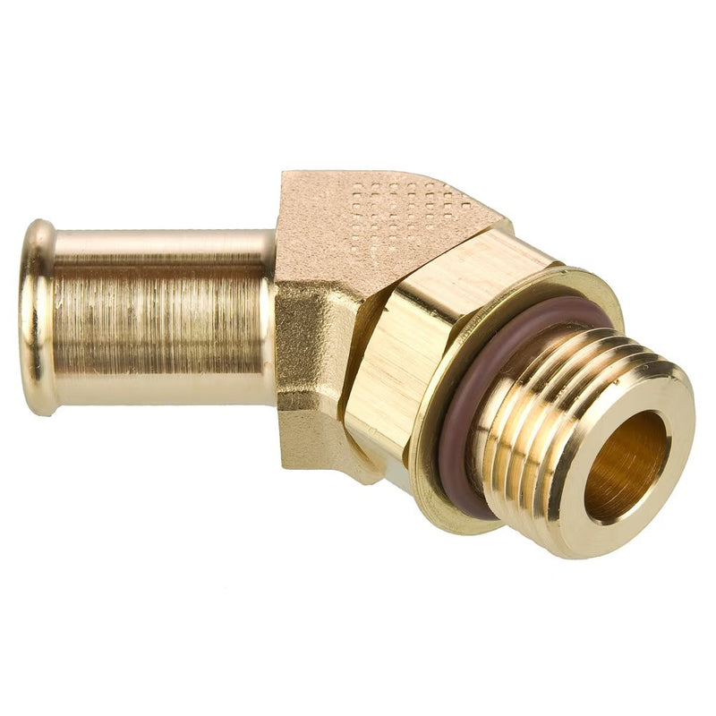 1795HB-12-8 by Parker | Hose Barb Fittings | 3/4" Beaded Hose Barb x 3/4" Thread | 7/8" Hex | 45° Elbow | Brass | Pack of 5