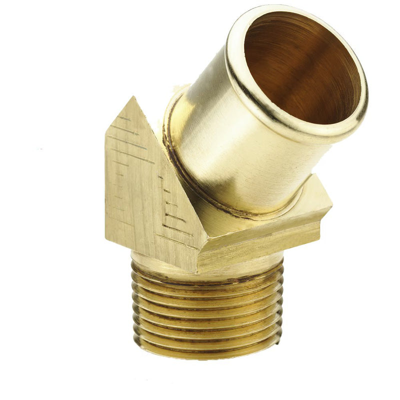 279HB-16-12 by Parker | Hose Barb Fittings | 1" Beaded Hose Barb x 3/4" Male NPTF Thread | 1.12" Hex | 45° Elbow | Brass | Pack of 5
