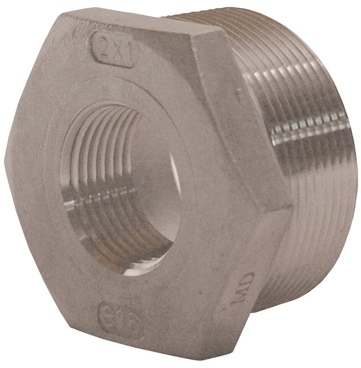 HB2010SS by Dixon Valve | Reducer Hex Bushing | 2" Male NPT x 1" Female NPT | 150# 316 Stainless Steel