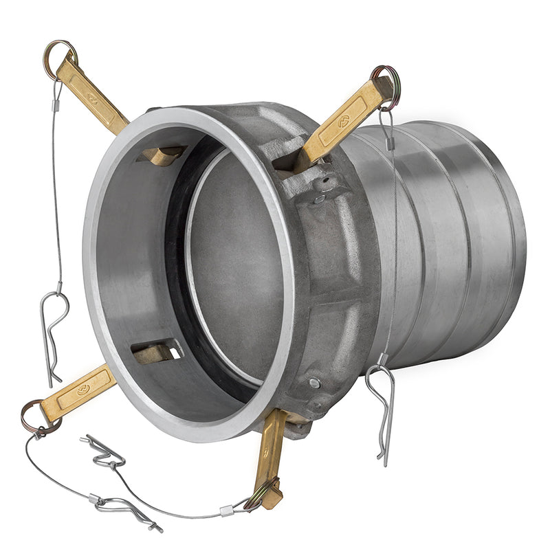 HDAL-C801 by Kuriyama | AL-C Series | Part C | Cam & Groove Fitting | 8" Coupler x 8" Hose Barb | Aluminum