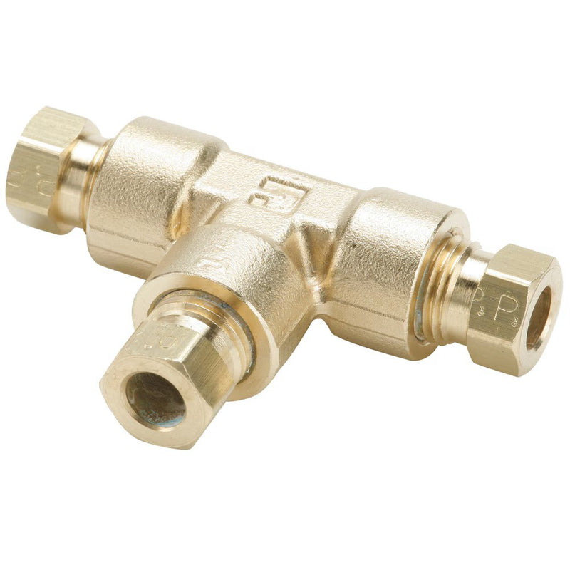 164HD-6 by Parker | Hi-Duty Fittings | Union | 3/8" Tube Size | Min. Orifice Size: .312" | 2.71" Length | Tee | Brass | Pack of 5