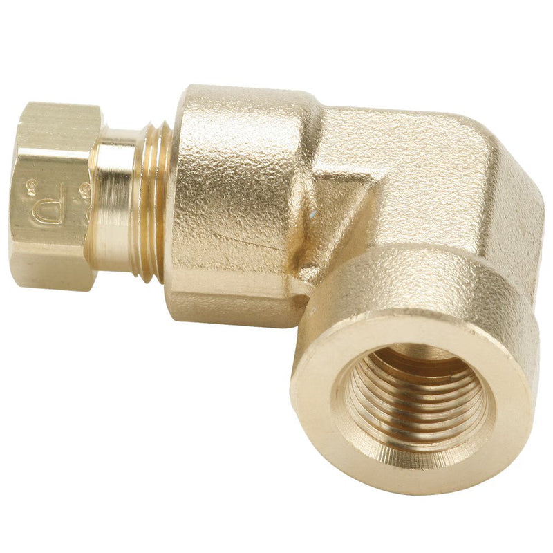 170HD-8-6 by Parker | Hi-Duty Fittings | 1/2" Tube Size x 3/8" Female Pipe Thread | Min. Orifice Size: .437" | .740" Hex | 90° Elbow | Brass | Pack of 5