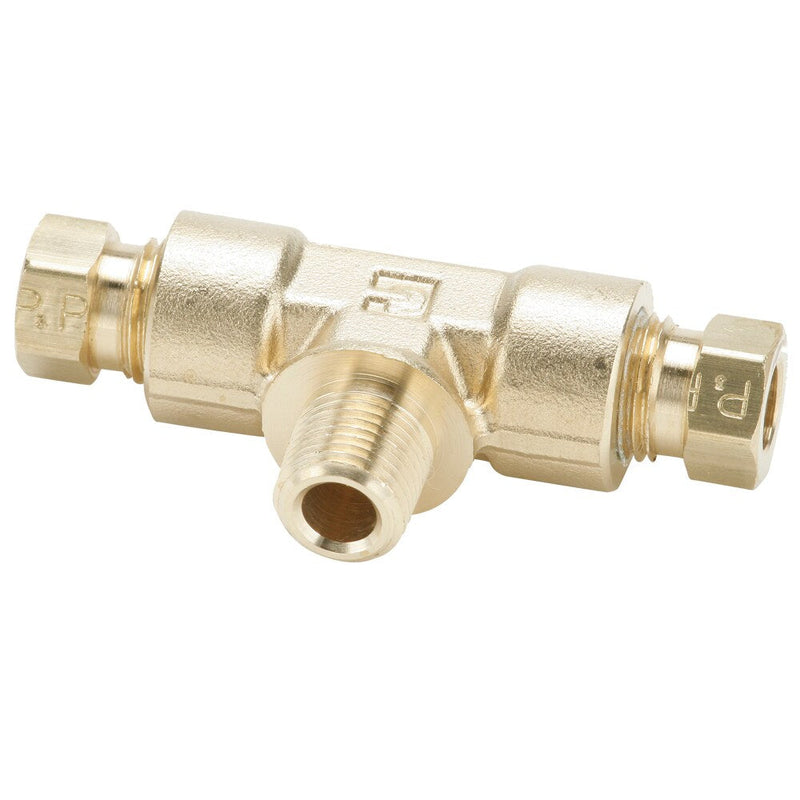 172HD-4-4 by Parker | Hi-Duty Fittings | 1/4" Tube Size x 1/4" Male Pipe Thread | Min. Orifice Size: .187" | .500" Hex | Tee | Brass | Pack of 5