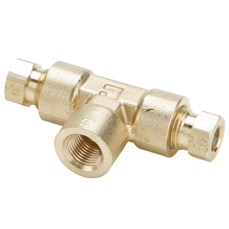 177HD-4-2 by Parker | Hi-Duty Fittings | 1/4" Tube Size x 1/8" Female Pipe Thread | Min. Orifice Size: .187" | .500" Hex | Tee | Brass | Pack of 10