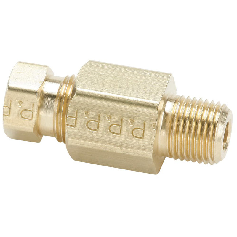 68HD-4-6 by Parker | Hi-Duty Fittings | 1/4" Tube Size Connector x 3/8" Male Pipe Thread | Min. Orifice Size: .187" | .687" Hex | 1.343" Length | Straight | Brass | Pack of 5