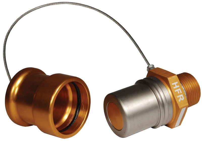 HFR-C2 by Dixon Valve | FloMAX High Flow 1"-Series | Receiver with Cap | 1" Male NPT | Gold | Anodized Aluminum