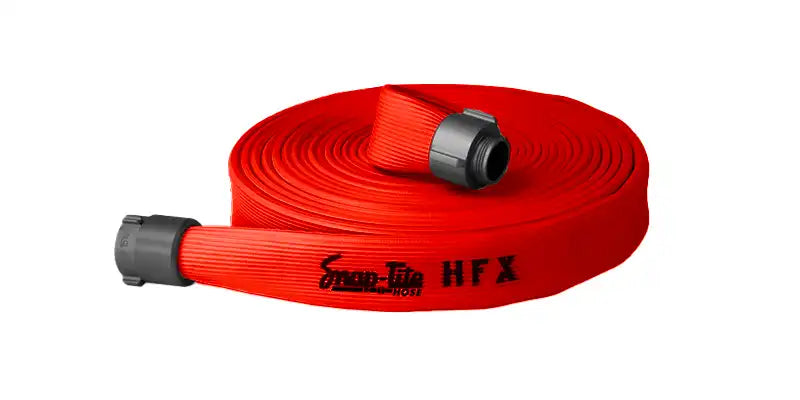 HFX15x50R15NBR by Snap-Tite | HFX Series | Nitrile Fire Hose Assembly with Polyester/Nylon Reinforcement | 1-1/2" Hose I.D. | 1-1/2" Male NH x 1-1/2" Female NH Rocker Lug Couplings | 300 PSI | Red | 50ft Length