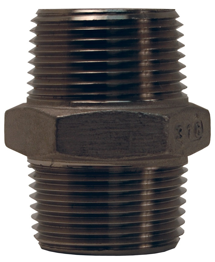 HN200SS by Dixon Valve | Straight Hex Nipple | 2" Male NPT x 2" Male NPT | 316 Stainless Steel