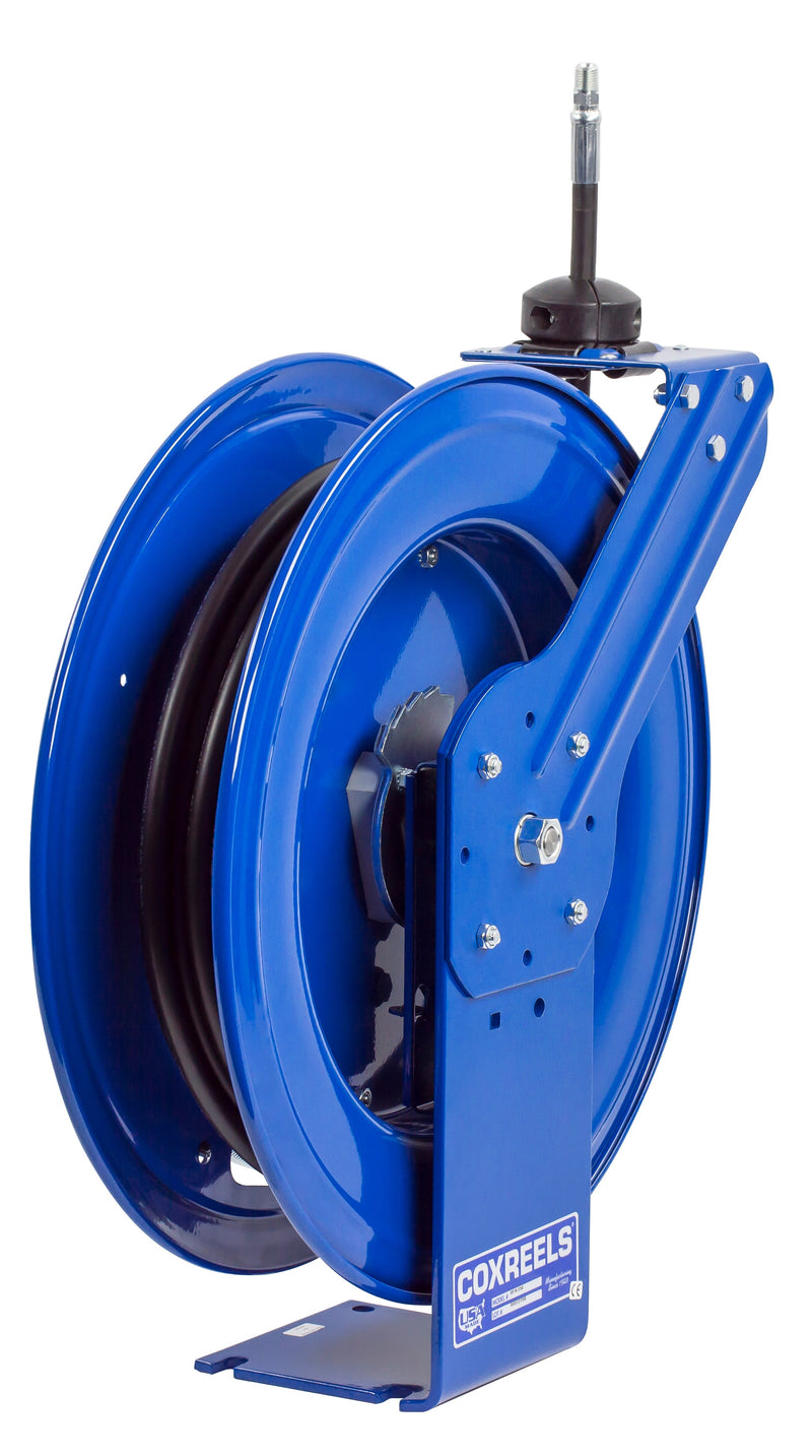 HP-N-160 by Coxreels | SH Series | 4,000 PSI Spring Driven Hose Reel for Grease & Hydraulic Oil | 3/8" Hose ID, 3/8" FNPT Inlet x 3/8" MNPT Hose End | Steel | 35ft Rubber Hose Included