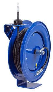 HP-N-335 by Coxreels | SH Series | 4,000 PSI Spring Driven Hose Reel for Grease & Hydraulic Oil | 3/8" Hose ID, 3/8" FNPT Inlet x 3/8" MNPT Hose End | Steel | 50ft Rubber Hose Included