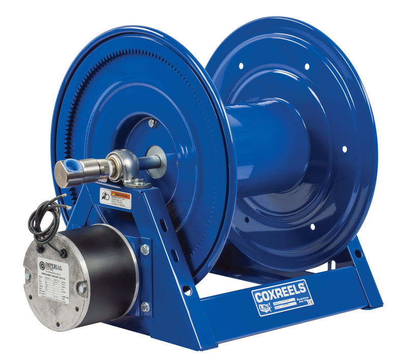 HP1125-5-200-E by Coxreels | HP1125 Series | 5,000 PSI Motor Driven Hose Reel | 12V DC 1/3 HP Electric Motor | 3/4" Hose ID, 3/4" FNPT Inlet | Steel | 200ft Capacity, Hose Not Included