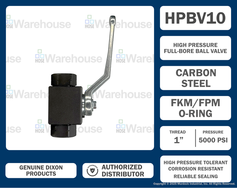 HPBV10 by Dixon Valve | High Pressure Ball Valve | Full-Bore | 1" Female NPT x 1" Female NPT | Carbon Steel