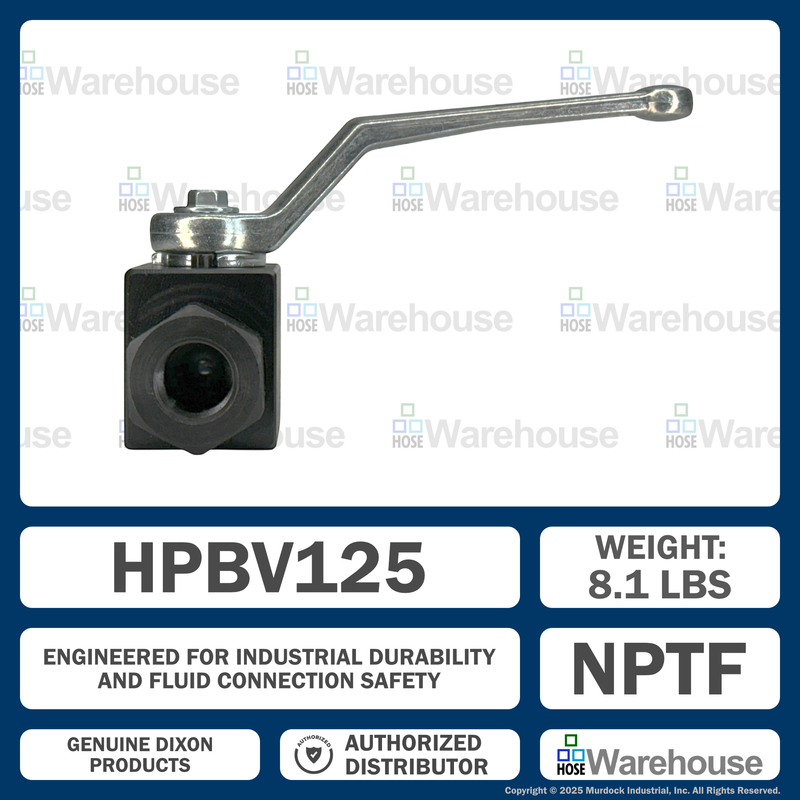 HPBV125 by Dixon Valve | High Pressure Ball Valve | Full-Bore | 1-1/4" Female NPT x 1-1/4" Female NPT | Carbon Steel
