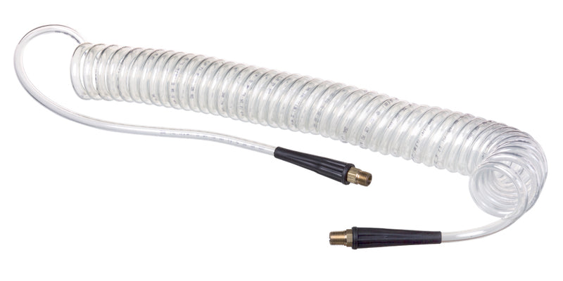 HSC2840-06X20 Kuri-Tec by Kuriyama | HSC2840 Series | Self-Store Coiled Tubing Assembly for Air Tool Service | Ether-Based Polyurethane | 3/8" ID | .570" OD | 3/8" x 1/4" Male NPT | Blue Tint | 20ft Length