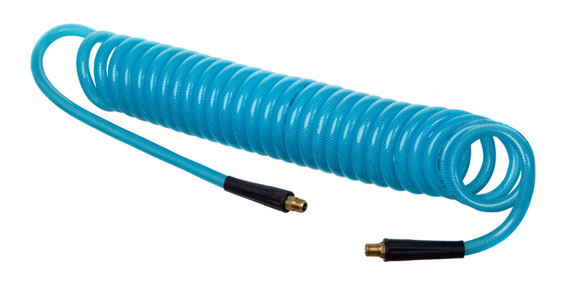 HSC2960-06X15 Kuri-Tec by Kuriyama | HSC2960 Series | Polyurethane Self-Store Reinforced Hose Assembly | 3/8" ID | .570" OD | 3/8" x 3/8" Male NPT | Aqua Tint | 15ft Length