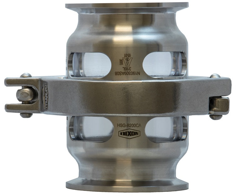 HSGV600CCA Dixon Valve HSG Sight Glass - 6" Single Pin Clamp Style - FKM Gasket - 316L Stainless Steel