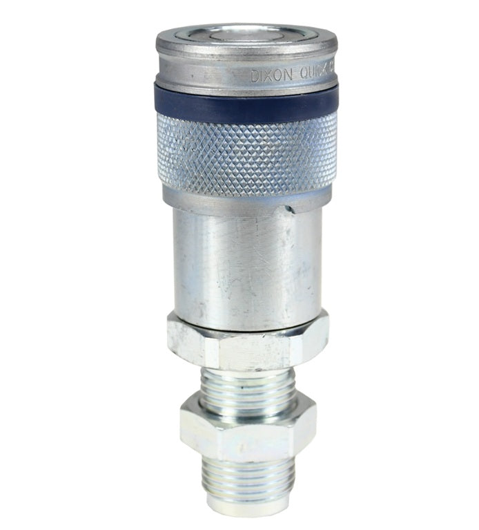 4HTJB6 by Dixon Valve | Hydraulic Quick Disconnect Coupling | HT-Series | 3/4" Male JIC Bulkhead x 1/2" ISO16028 Flushface Interchange | Socket | Nitrile Seal | Steel