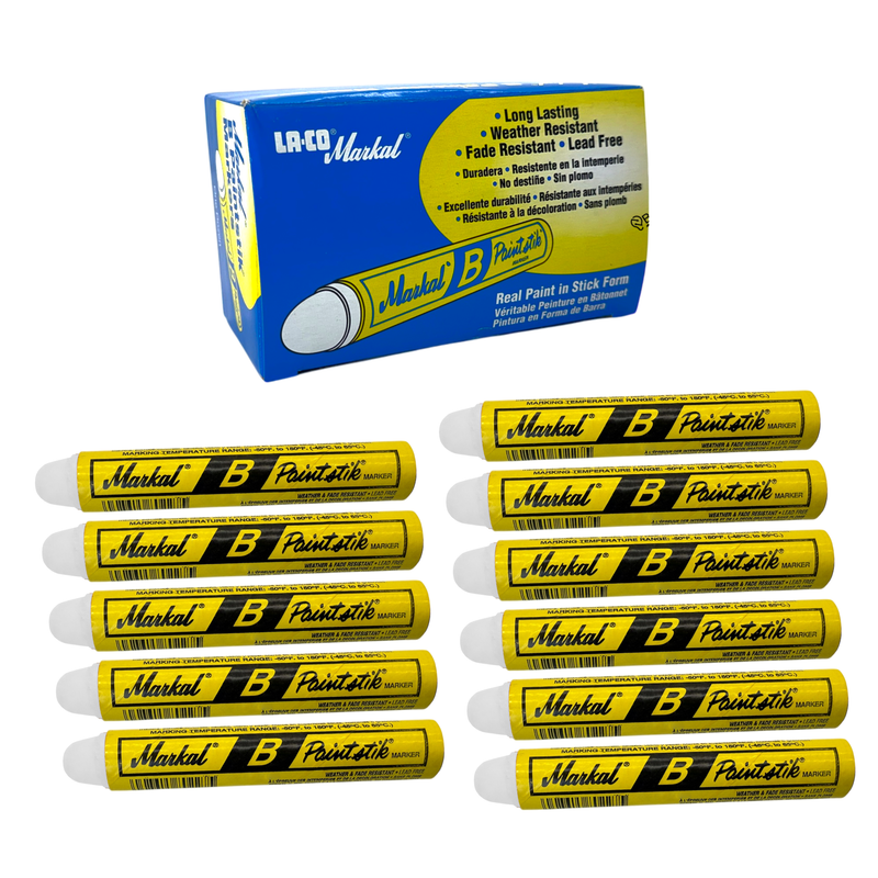 080220 by Markal | B Paintstik | Standard Size 11/16" x 4-3/4" | White