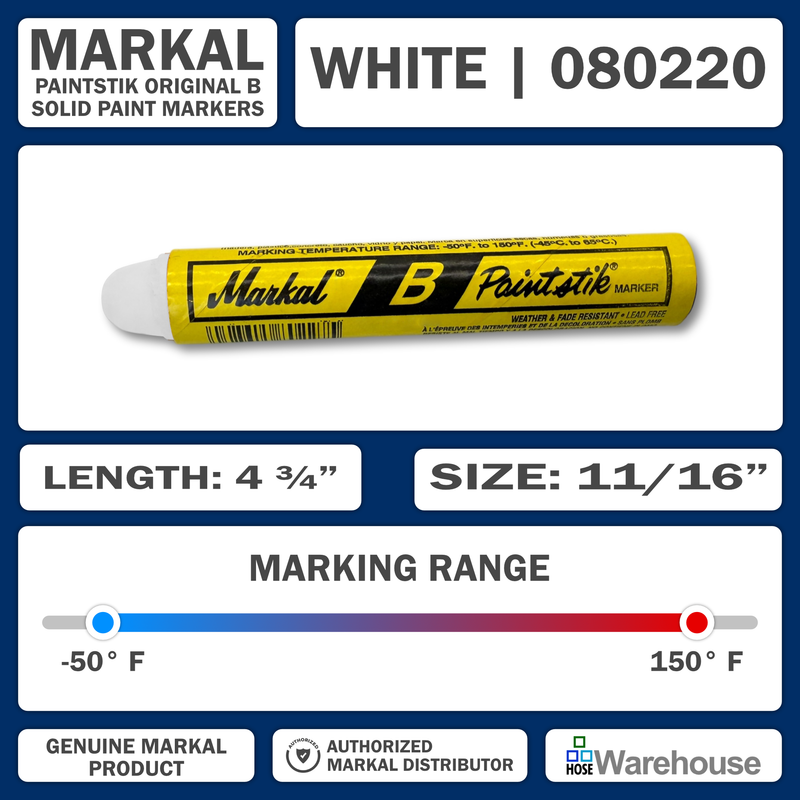 080220 by Markal | B Paintstik | Standard Size 11/16" x 4-3/4" | White