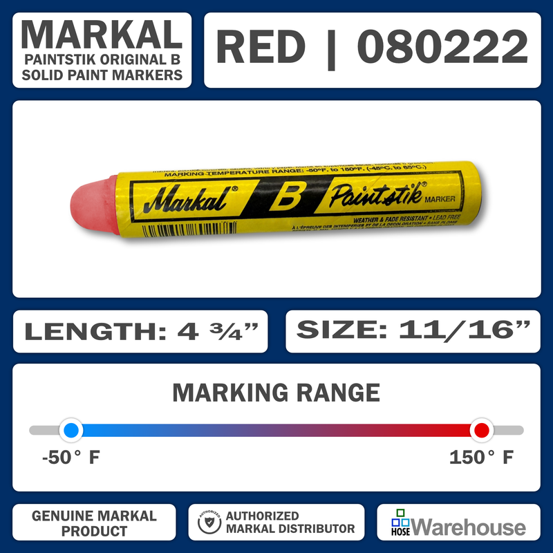 080222 by Markal | B Paintstik | Standard Size 11/16" x 4-3/4" | Red