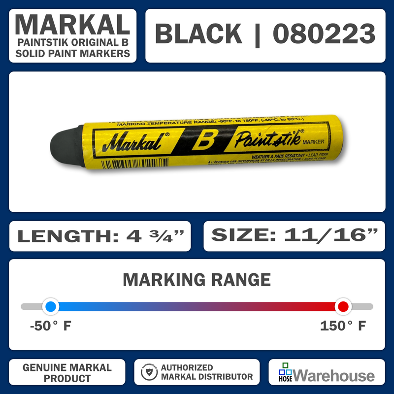 080223 by Markal | B Paintstik | Standard Size 11/16" x 4-3/4" | Black