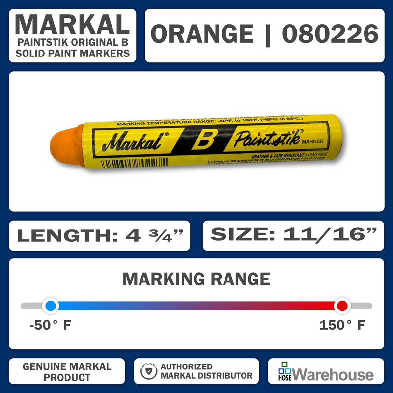 080224 by Markal | B Paintstik | Standard Size 11/16" x 4-3/4" | Orange