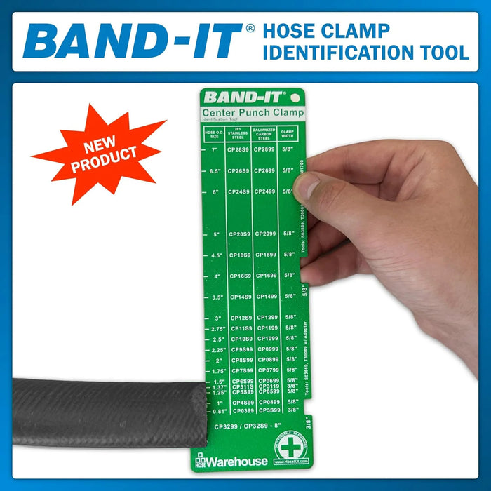 Hose Clamp Identification Tool Kit for Band-It Clamps | 7 Piece Set indicates the correct size for JR, Center Punch, and Ultra-Lok Clamps