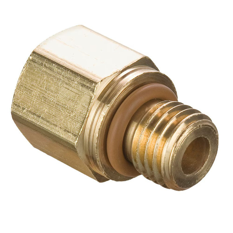 222P-4-MI14 by Parker | 1/4" Male NPTF Thread x M14X1.5 Metric Thread | 3/4" Hex | 1.09" Length | Straight | Brass