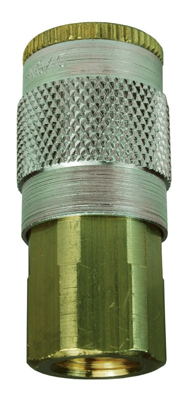 2JF1-B by Dixon Valve | Pneumatic Quick Disconnect Coupling | J-Series | 1/8" Female NPTF x 1/4" Automotive Interchange | Socket | Nitrile Seal | Brass