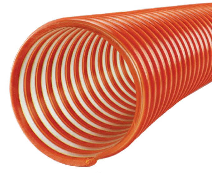 3030-0400-100 Jason Industrial 3030 PVC Mulch Resurfacing Hose - Orange/Clear - 35 PSI - 4" ID - 4.55" OD - 100ft