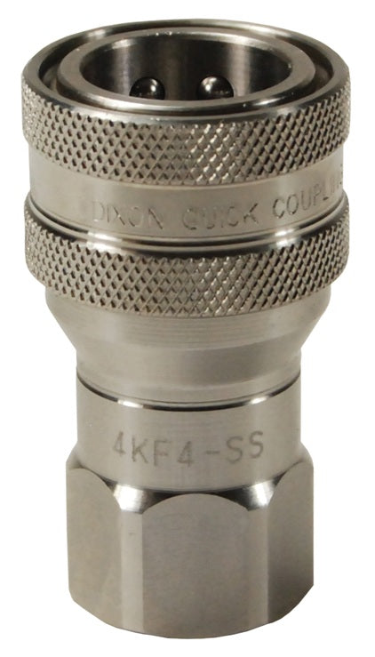 3KF3-SS by Dixon Valve | Hydraulic Quick Disconnect Coupling | K-Series | 3/8" Female NPTF x 3/8" ISO-A Interchange | Socket | Nitrile Seals | 316 Stainless Steel