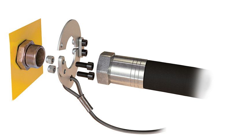 KH-STOPFUDIN60OP Stopflex by Kuriyama | Hydraulic Hose Safety Retention System | Nipple Retention System Open 24° Cone Connector (DIN) | Large Cutting Plate | M8 Size | 2.362" ID | 17.717" Length | Pack of 10
