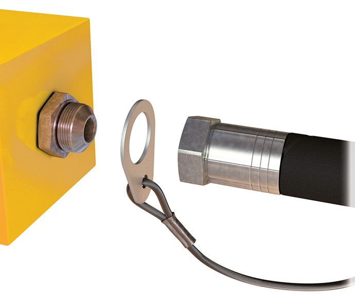KH-STOPFUJIC148OP Stopflex by Kuriyama | Hydraulic Hose Safety Retention System | Nipple Retention System Open 24° Cone Connectors (JIC) | Small Cutting Plate | M6 Size | 0.583" ID | 11.811" Length | Pack of 10