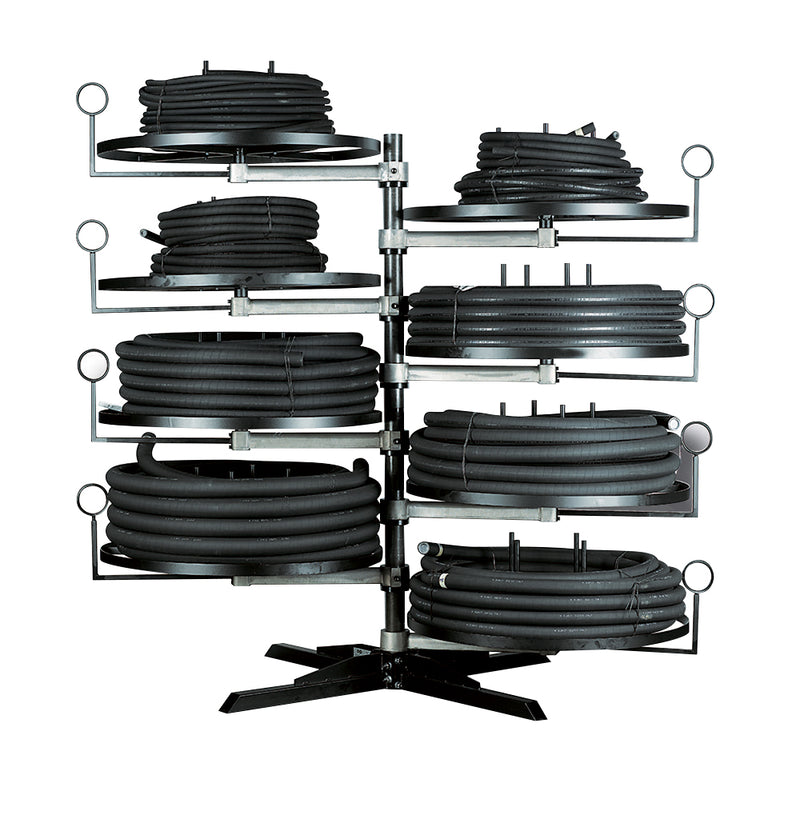 KRACK8H by Kuriyama | Eight Coil Horizontal Hose Rack | 93.5" L x 93.5" W x 85.6" H | 473 lbs Max Arm Load