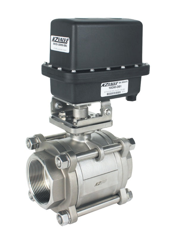 KZ-89K35-10E5S-PB1 KZ Valve by Banjo | 89 Series | Electric Stainless Steel 3-Piece Ball Valve | 3" Female NPT | Control Type: ON/OFF