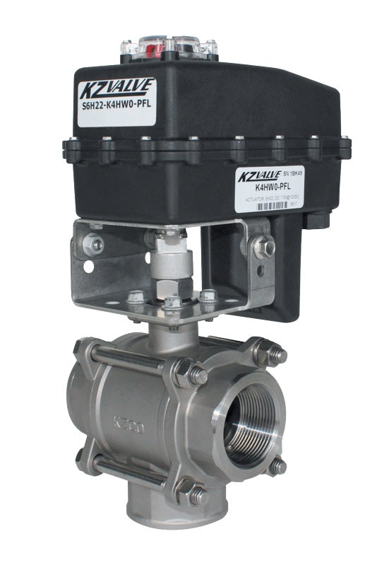 KZ-S4H22-90EYS-DFV KZ Valve by Banjo | S Series | Stainless Steel Electric Valve | 1-1/2" Port Size | 1-1/2" Female NPT, Bottom Load | Control Type: ON/OFF/ON