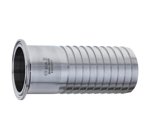 BHAS-SS400 by Kuriyama | BHAS-SS Series | Sanitary Brewery Hose Fitting | 4" Tri Clamp End x 4" Hose Shank | Long | Straight | 316 Stainless Steel