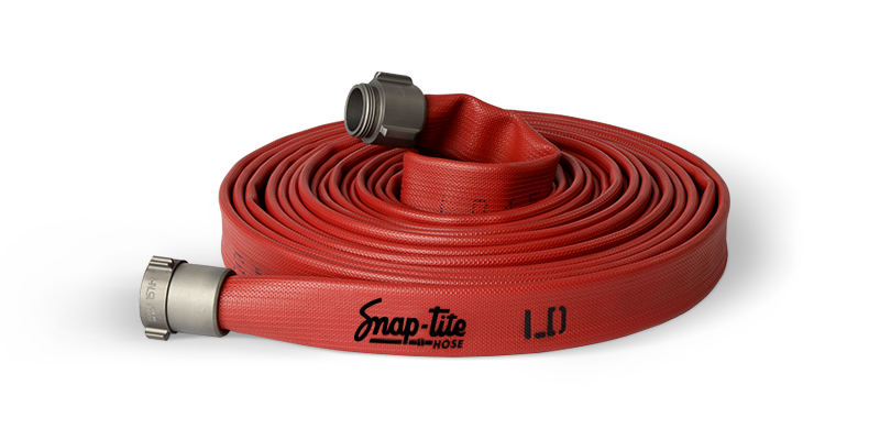 LD25X100R25NBR by Snap-Tite | LD Series | Nitrile Fire Hose Assembly with Nylon Reinforcement | 2-1/2" Hose I.D. | 2-1/2" Male NH x 2-1/2" Female NH Rocker Lug Couplings | 300 PSI | Red | 100ft Length