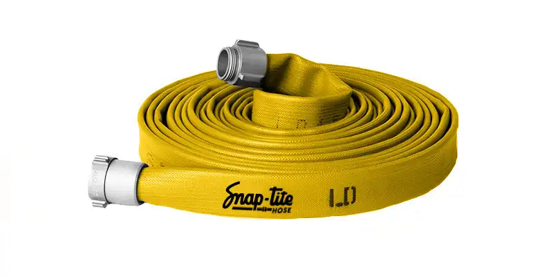 LD25X25Y25N by Snap-Tite | LD Series | Nitrile Fire Hose Assembly with Nylon Reinforcement | 2-1/2" Hose I.D. | 2-1/2" Male NH x 2-1/2" Female NH Couplings | 300 PSI | Yellow | 25ft Length