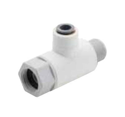 LFPP4AS6 by Parker | LIQUIfit® Angle Stop Fitting | 1/4" Push-to-Connect x 3/8" Male NPTF Thread x 3/8" Female NPTF Thread | 2.17" Length | Tee | Nylon