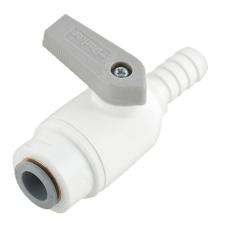 LFPP4VUCPB4 by Parker | LIQUIfit® Ball Valve | 1/4" Hose ID x 1/4" Tube OD | 2.40" Length | 1.42" Width | Straight | Polypropylene