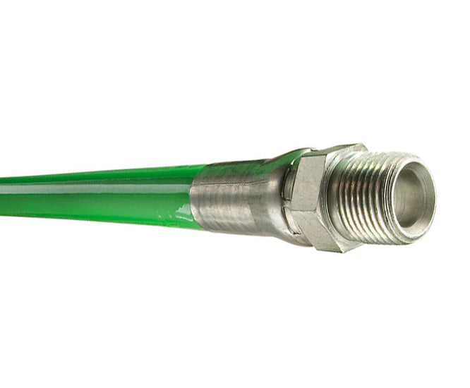 LLGR-MS04X200 Piranha® by Kuriyama | LLGR Series | Jetting Line Hose Assembly | 4000 PSI | 1/4" ID | 0.50" OD | 1/4" Male NPTF x 1/4" Male NPTF Swivel | Green | 200ft Length