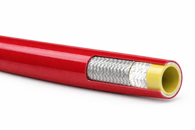 LLRD-MM04X150 Piranha® by Kuriyama | LLRD Series | Jetting Line Hose Assembly | 5000 PSI | 1/4" ID | 0.50" OD | 1/4" Male NPTF x 1/4" Male NPTF | Red | 150ft Length