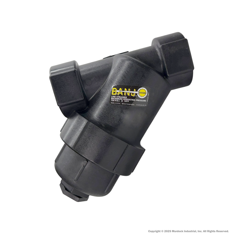 LS050-20 by Banjo | Line Y Strainer | 1/2" x 1/2" Female NPT with 20 Mesh Stainless Steel Screen | 225 PSI | Polypropylene