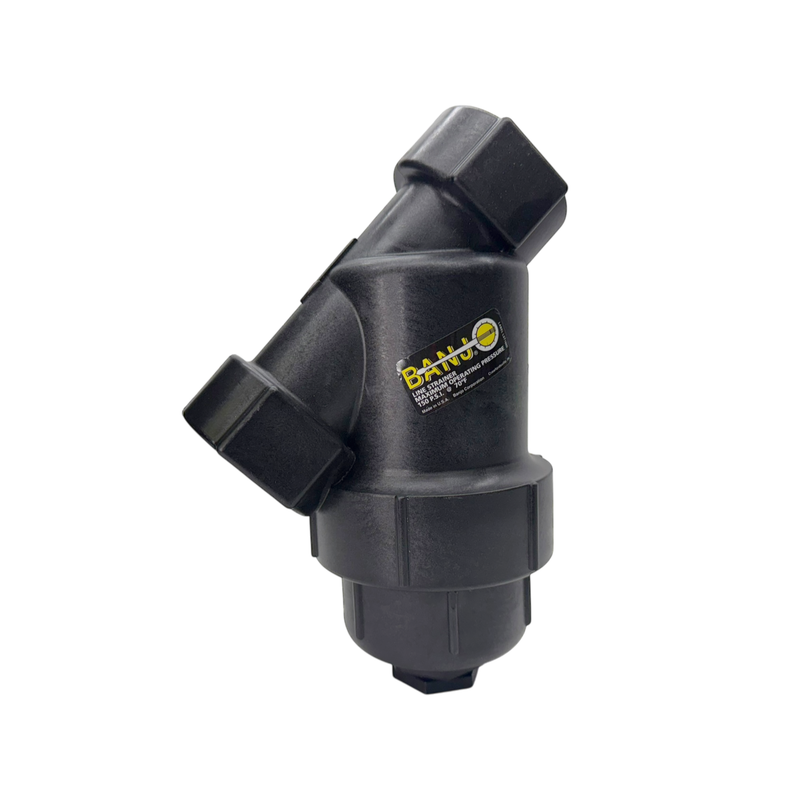 LS050-20 by Banjo | Line Y Strainer | 1/2" x 1/2" Female NPT with 20 Mesh Stainless Steel Screen | 225 PSI | Polypropylene