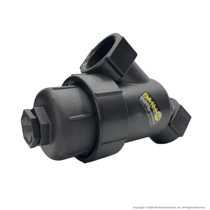 LS075-40 by Banjo | Line Y Strainer | 3/4" x 3/4" Female NPT with 40 Mesh Stainless Steel Screen | 225 PSI | Polypropylene