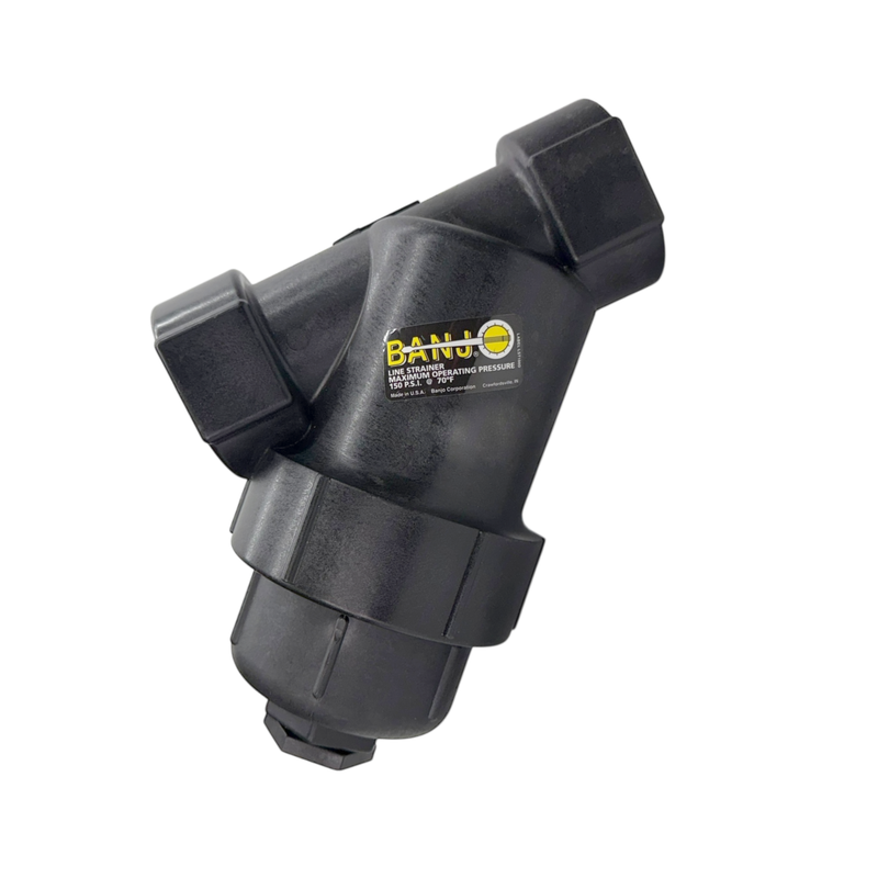 LS075-80 by Banjo | Line Y Strainer | 3/4" x 3/4" Female NPT with 80 Mesh Stainless Steel Screen | 225 PSI | Polypropylene