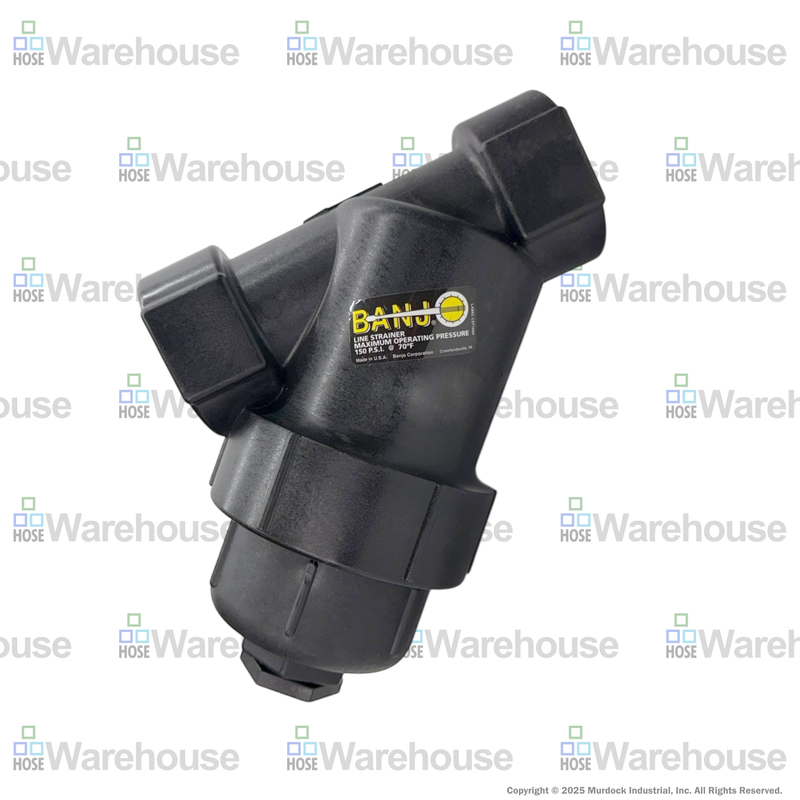LS100-40 by Banjo | Line Y Strainer | 1" x 1" Female NPT with 40 Mesh Stainless Steel Screen | 200 PSI | Polypropylene