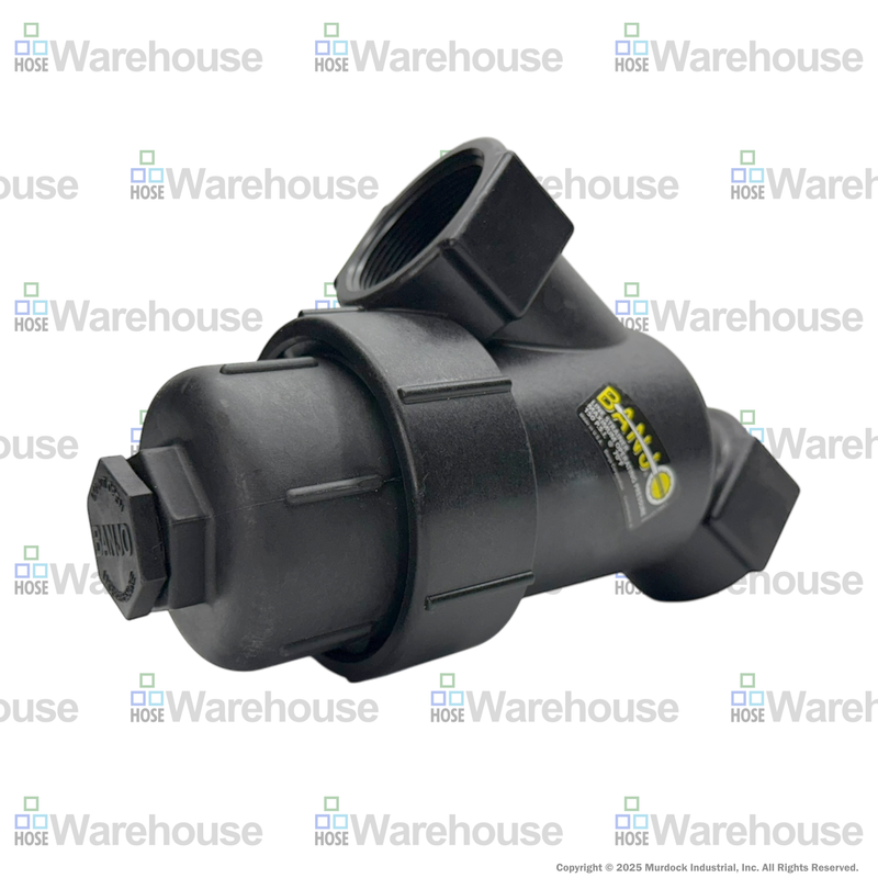 LS125-20 by Banjo | Line Y Strainer | 1-1/4" x 1-1/4" Female NPT with 20 Mesh Stainless Steel Screen | 200 PSI | Gasket: EPDM | Polypropylene